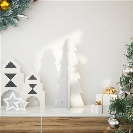 vidaXL Arbre de Noël en bois pour décoration blanc 49 cm pin massif