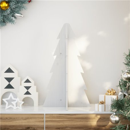 vidaXL Arbre de Noël en bois pour décoration blanc 69