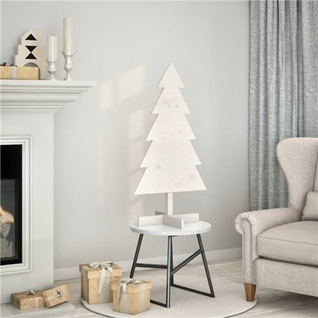 vidaXL Arbre de Noël en bois pour décoration blanc 100 cm pin massif