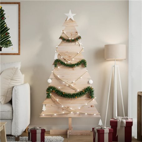 vidaXL Arbre de Noël en bois pour décoration 150 cm bois massif de pin