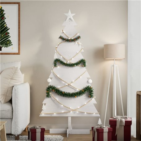 vidaXL Arbre de Noël en bois pour décoration blanc 150 cm pin massif