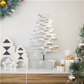 vidaXL Arbre de Noël en bois pour décoration blanc 60 cm pin massif