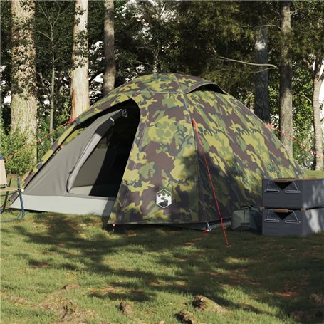 vidaXL Tente de camping à dôme 3 personnes camouflage imperméable