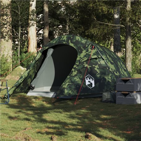 vidaXL Tente de camping tunnel 3 personnes camouflage imperméable