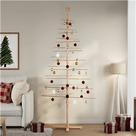 vidaXL Arbre de Noël en bois pour décoration 210 cm bois massif de pin