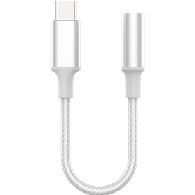 Adaptateur Renforcé Jack 3.5mm vers USB C Mâle / Femelle Blanc Force Power Lite