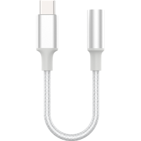 Adaptateur Renforcé Jack 3.5mm vers USB C Mâle / Femelle Blanc Force Power Lite