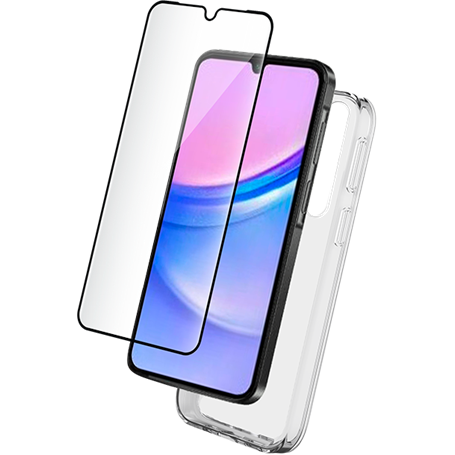 Pack Samsung Galaxy A16 4G / Galaxy A16 5G Accessoires Coque Transparente + Verre trempé + SmartFrame - 60% verre recyclé Bigben