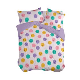 Housse de Couette HappyFriday Aware Funny faces Multicouleur 140 x 200 cm