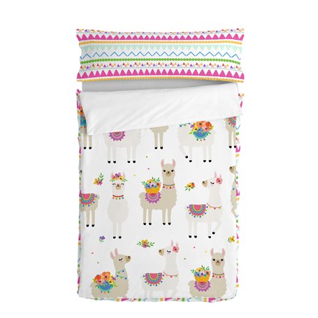 Housse de couette non rembourrée HappyFriday Moshi Moshi Cute Llamas Multicouleur 90 x 200 cm