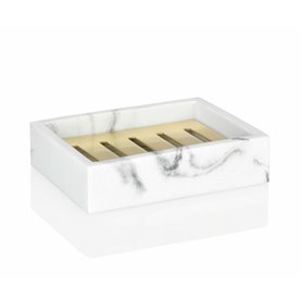 Porte-savon Alexandra House Living Blanc Doré Acier inoxydable Polyrésine 9 x 3 x 12 cm