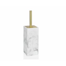 Brosse de salle de wc Alexandra House Living Blanc Doré Acier inoxydable Polyrésine 8 x 33 x 8 cm