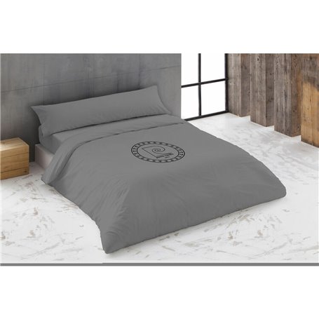 Parure de couette Hosteline LOGO Gris Lit ½ persones 220 x 230 cm 3 Pièces