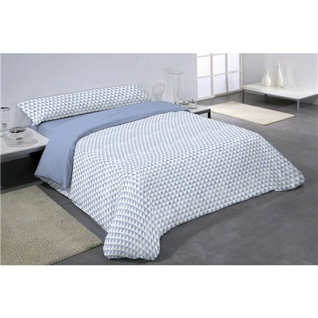 Parure de couette Hosteline DAREL Bleu Lit ½ persones 3 Pièces