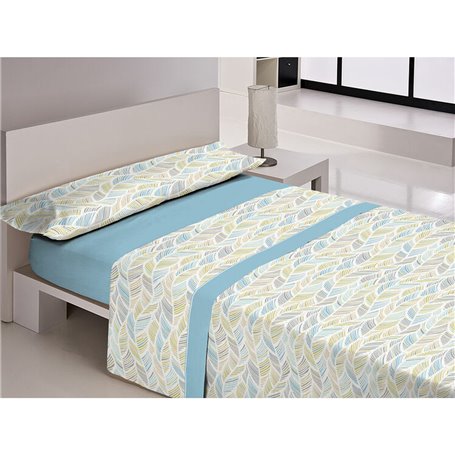 Jeu de draps Libela PIRINE SAONA Bleu Lit ½ persones