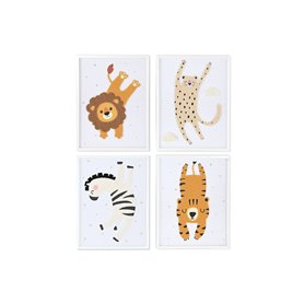 Cadre Home ESPRIT Jaune Blanc Enfant animaux 30 x 1