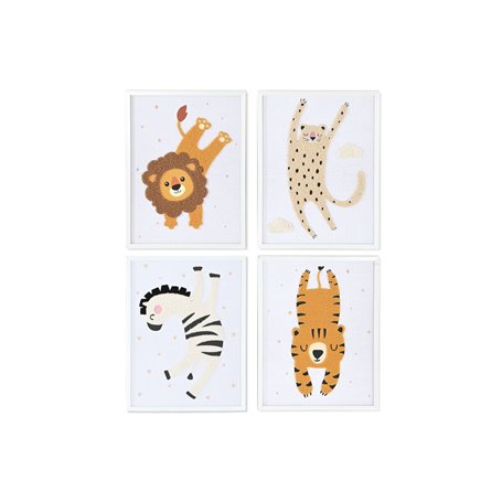 Cadre Home ESPRIT Jaune Blanc Enfant animaux 30 x 1