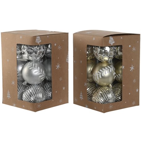 Boules de Noël Home ESPRIT Doré Argenté PVC 16 x 16 x 24 cm (2 Unités)