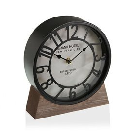 Horloge de table Versa Noir Bois MDF (20 x 20 x 6 cm) (Ø 20 cm)