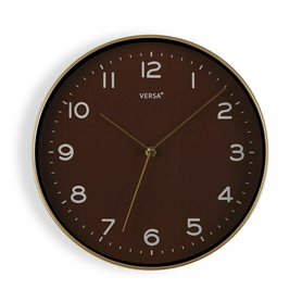 Horloge Murale Versa Doré Marron PU (30