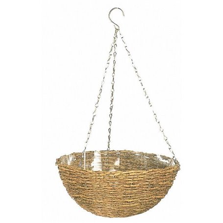 Panier suspendu - GARDEN ID Rustic - 35 cm -  coque plastique (intérieur/extérieur) - Style rustique en osier - Suspension facil