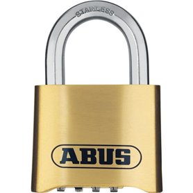 Cadenas a combinaison - ABUS - 180IB/50 B/DFNLI - Corps laiton forgé - Anse inox - Code numérique a quatre chiffres