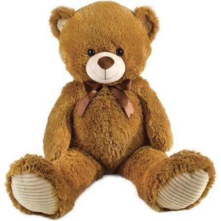 Ours en Peluche Marron avec Noeud +/- 100 cm - PLANET PLUCH - Magnifique ours de 1 metre en peluche douce.