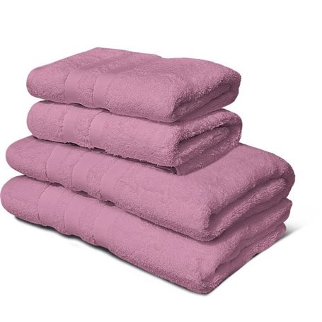 Lot de 4 serviettes - LOVELY HOME - 2 Serviettes 50 x 100 cm + 2 Draps de douche 70 x 140 cm - Rose