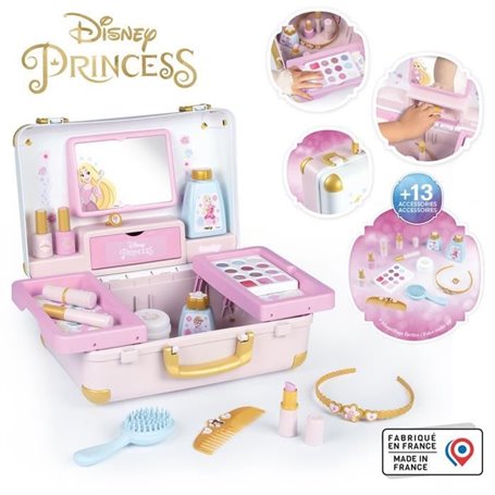 Smoby - Disney Princesse - Valise beauté  facile a transporter - 13 accessoires inclus : coiffure