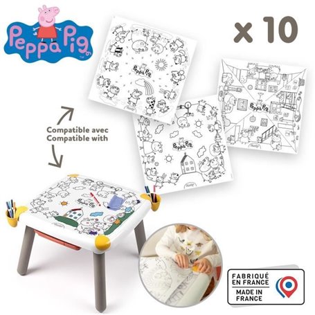 Smoby - Recharge Coloriages pour la Kid table créative - 10 feuilles de coloriages Peppa Pig