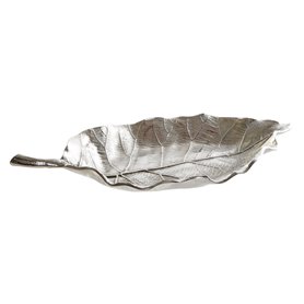 Centre de Table Home ESPRIT Argenté Aluminium Feuille d'une plante 37 X 18 X 4 cm