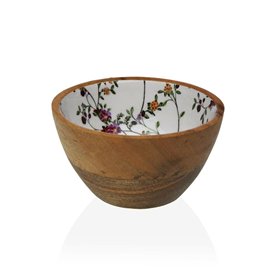 Bol Versa Fleurs Campagne Bambou Porcelaine Bois de manguier 13 x 7 x 13 cm