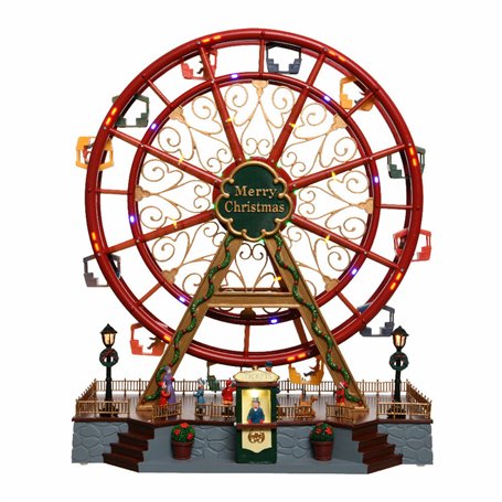 Figurine Décorative Lumineo Lumière Mouvement Roue à eau Noël 37 x 21 x 45 cm