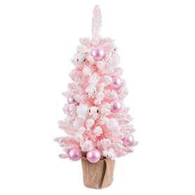 Sapin de Noël Rose PVC Fleurs Balles 30 x 30 x 90 cm