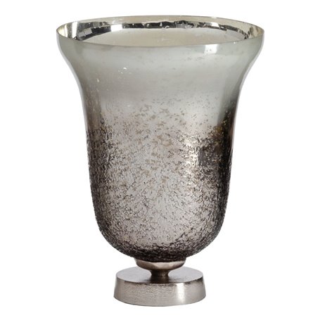 Vase Argenté Aluminium Verre 25 x 25 x 33 cm