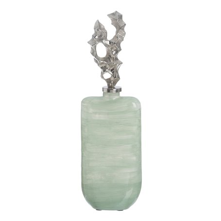 Bouteille Vert Argenté Aluminium Verre 16 x 9 x 54 cm Décorative