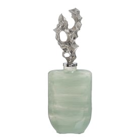 Bouteille Vert Argenté Aluminium Verre 16 x 10 x 46 cm Décorative