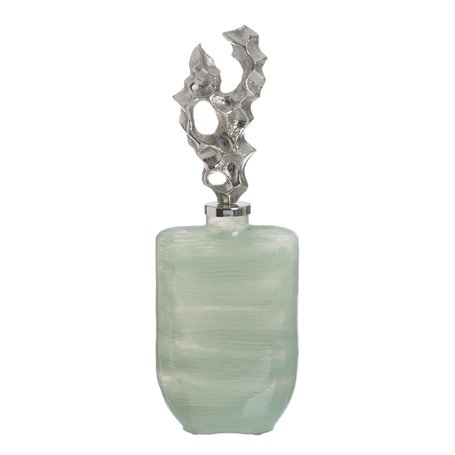 Bouteille Vert Argenté Aluminium Verre 16 x 10 x 46 cm Décorative