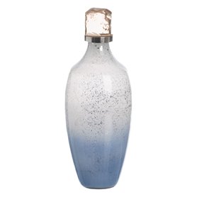 Bouteille Bleu Argenté Résine Verre 12 x 12 x 33 cm Décorative