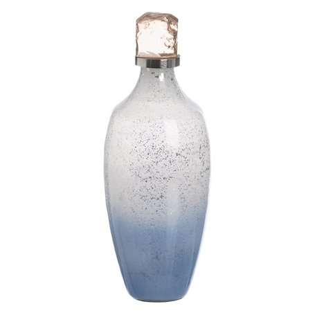 Bouteille Bleu Argenté Résine Verre 12 x 12 x 33 cm Décorative