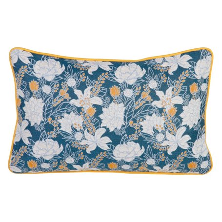 Coussin Bleu Fleurs 60 x 10 x 40 cm