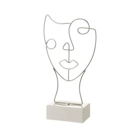 Figurine Décorative Blanc Argenté Céramique Fer 18