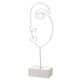 Figurine Décorative Blanc Argenté Céramique Fer 15