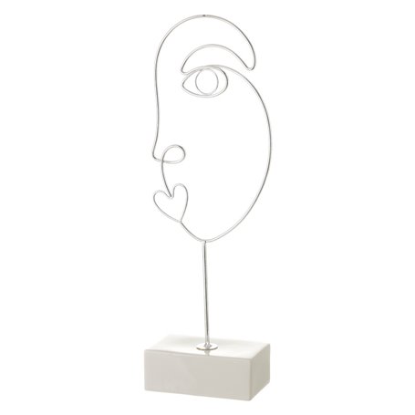 Figurine Décorative Blanc Argenté Céramique Fer 15