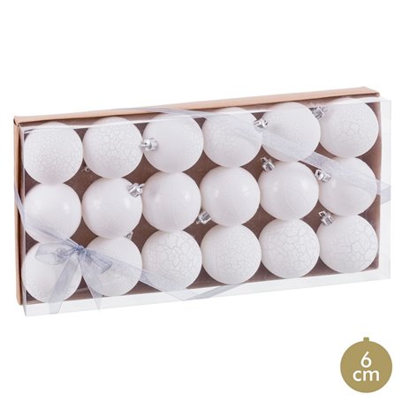 Boules de Noël Blanc Plastique Ø 6 cm (18 Unités)