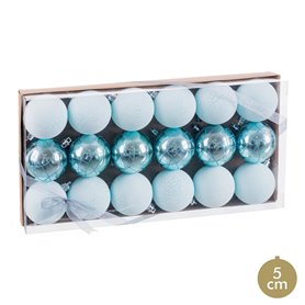 Boules de Noël Bleu Plastique Ø 5 cm (18 Unités)