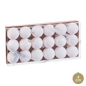 Boules de Noël Blanc Plastique Ø 5 cm (18 Unités)