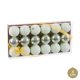 Boules de Noël Vert Plastique Ø 4 cm (18 Unités)