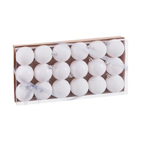 Boules de Noël Blanc Plastique Ø 4 cm (18 Unités)