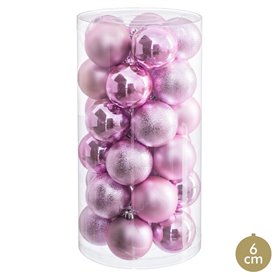 Boules de Noël Rose Plastique Ø 6 cm (30 Unités)